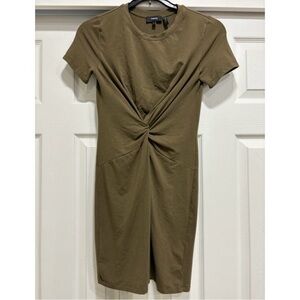 Theory Olive Green Twist Front Dress